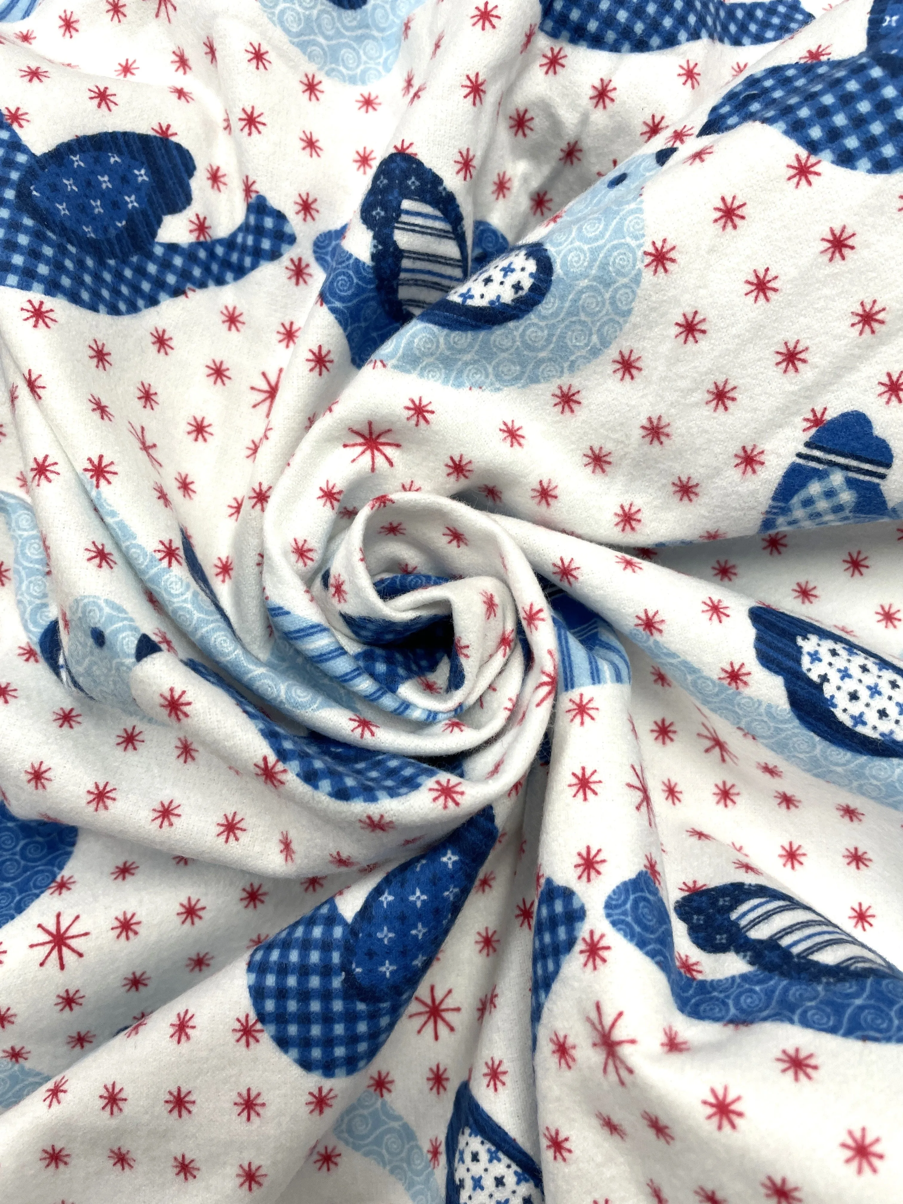 4 1/4  YD Cotton Flannel Vintage - Mauve Patchwork Print Birds on Peach