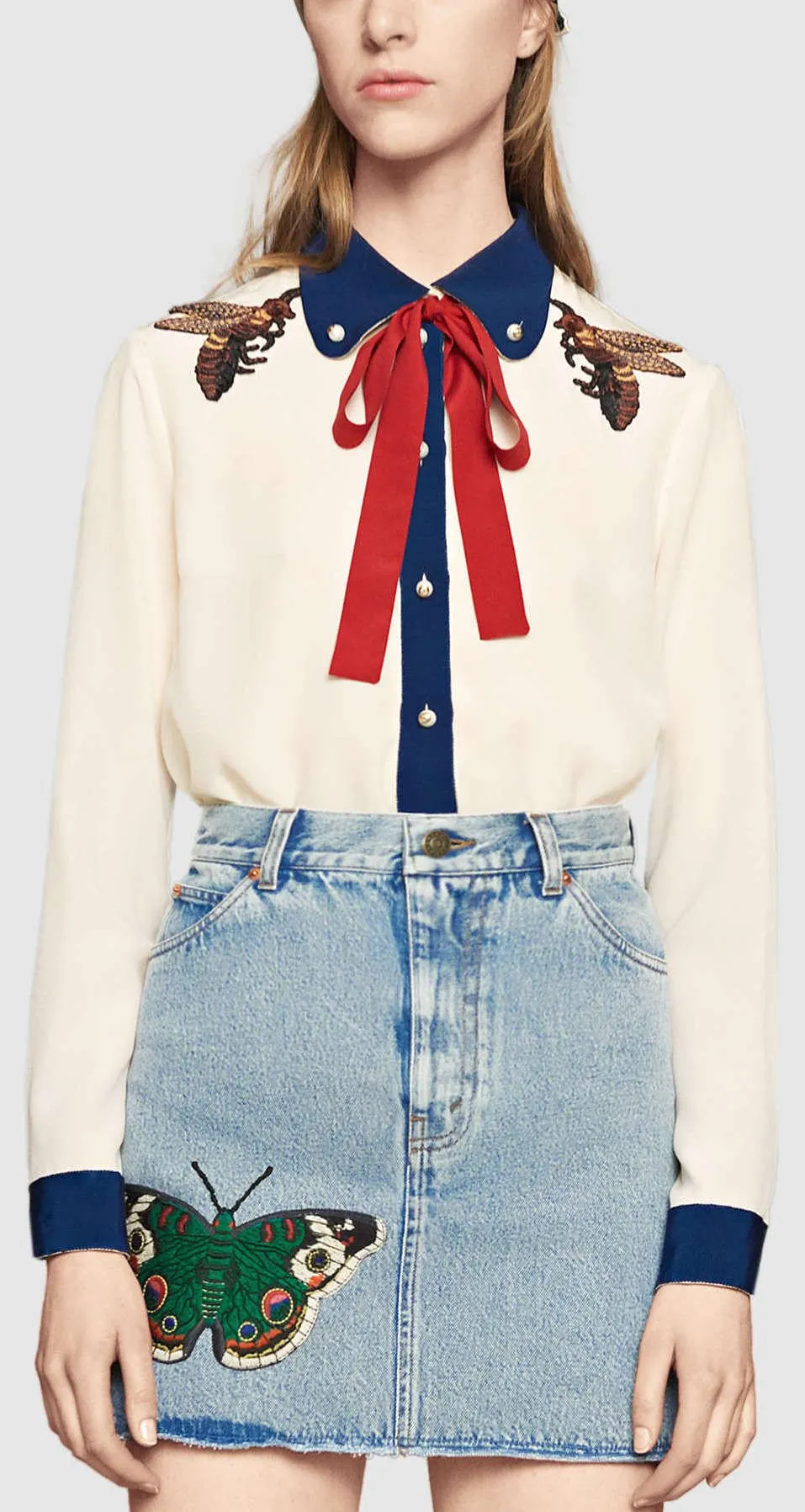 Bee Embellished Silk Blouse