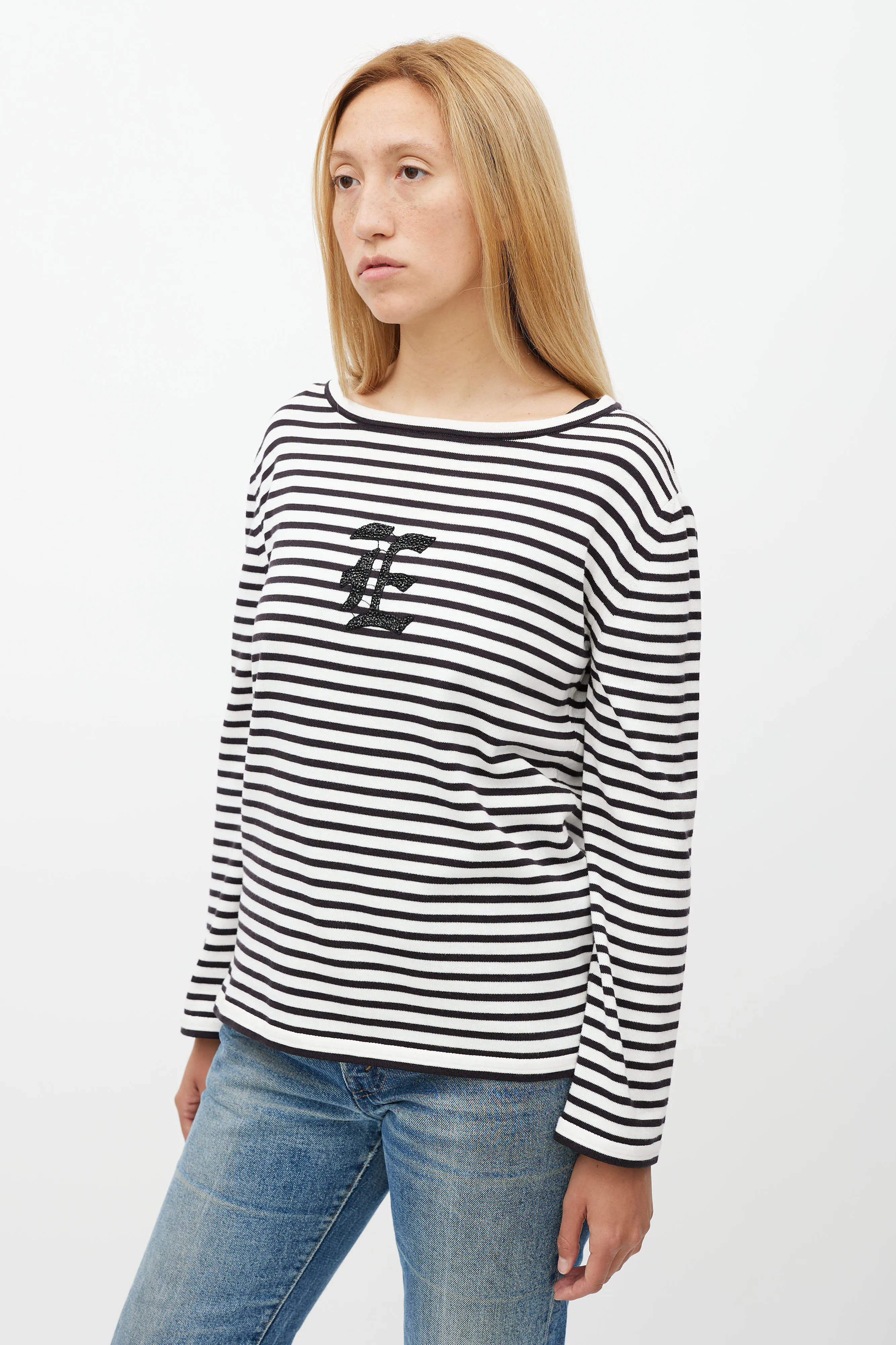 Black & White Stripe Knit Top
