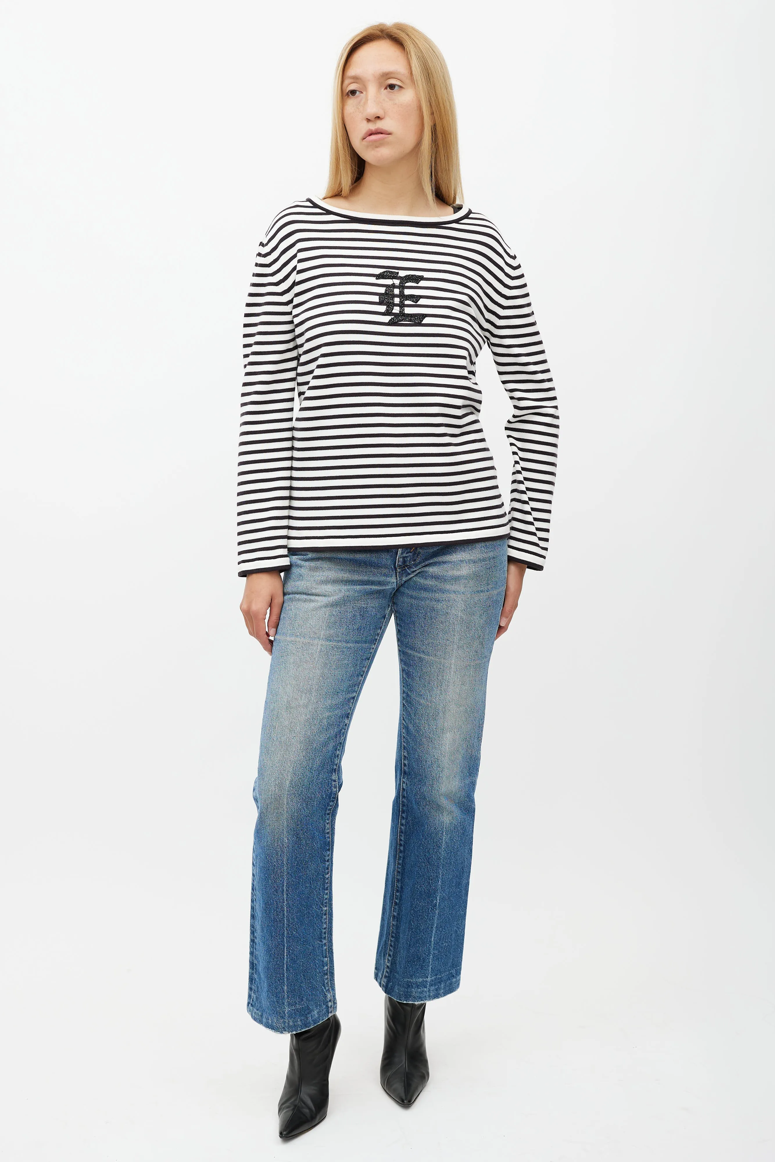 Black & White Stripe Knit Top