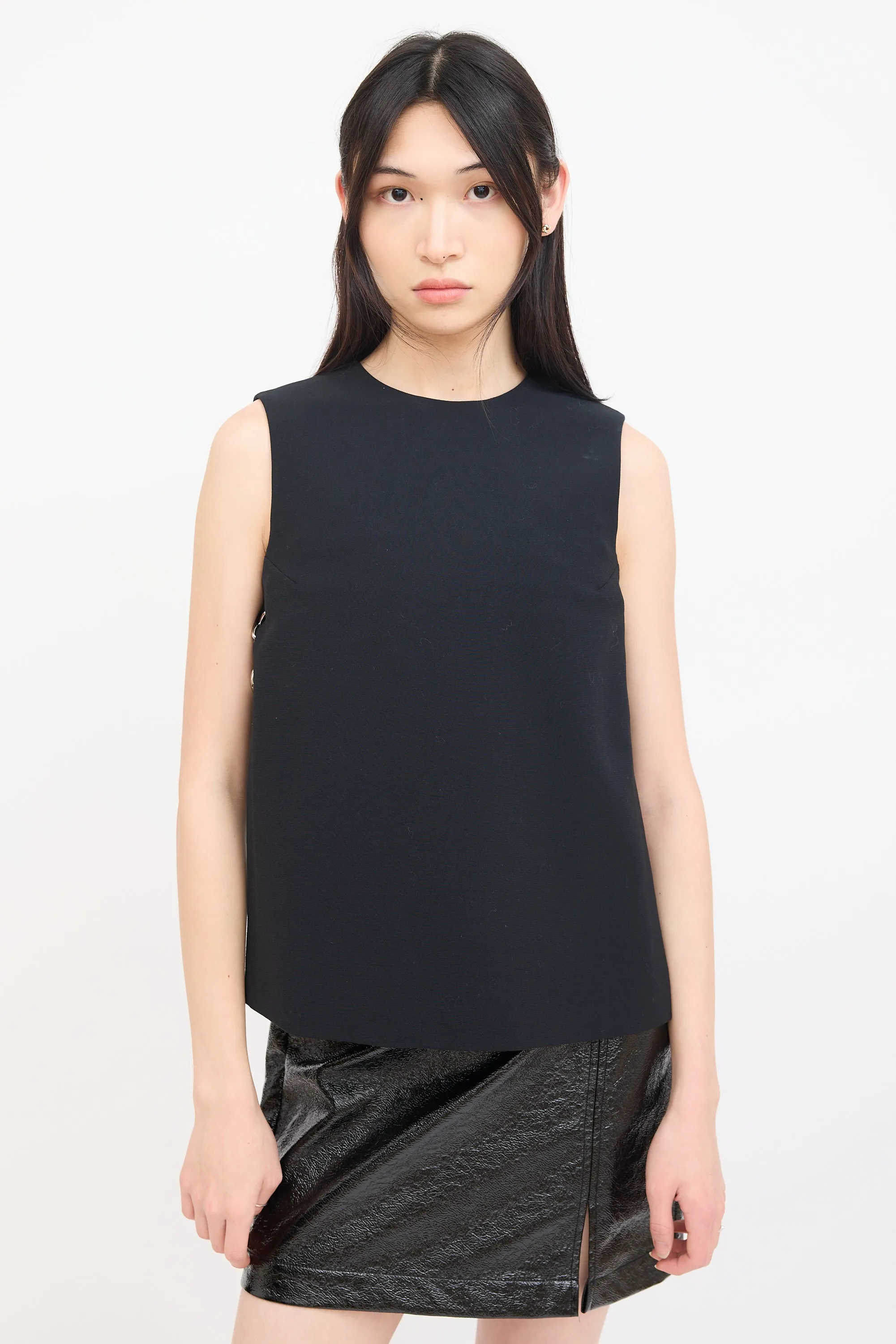 Black Embellished Sleeveless Top