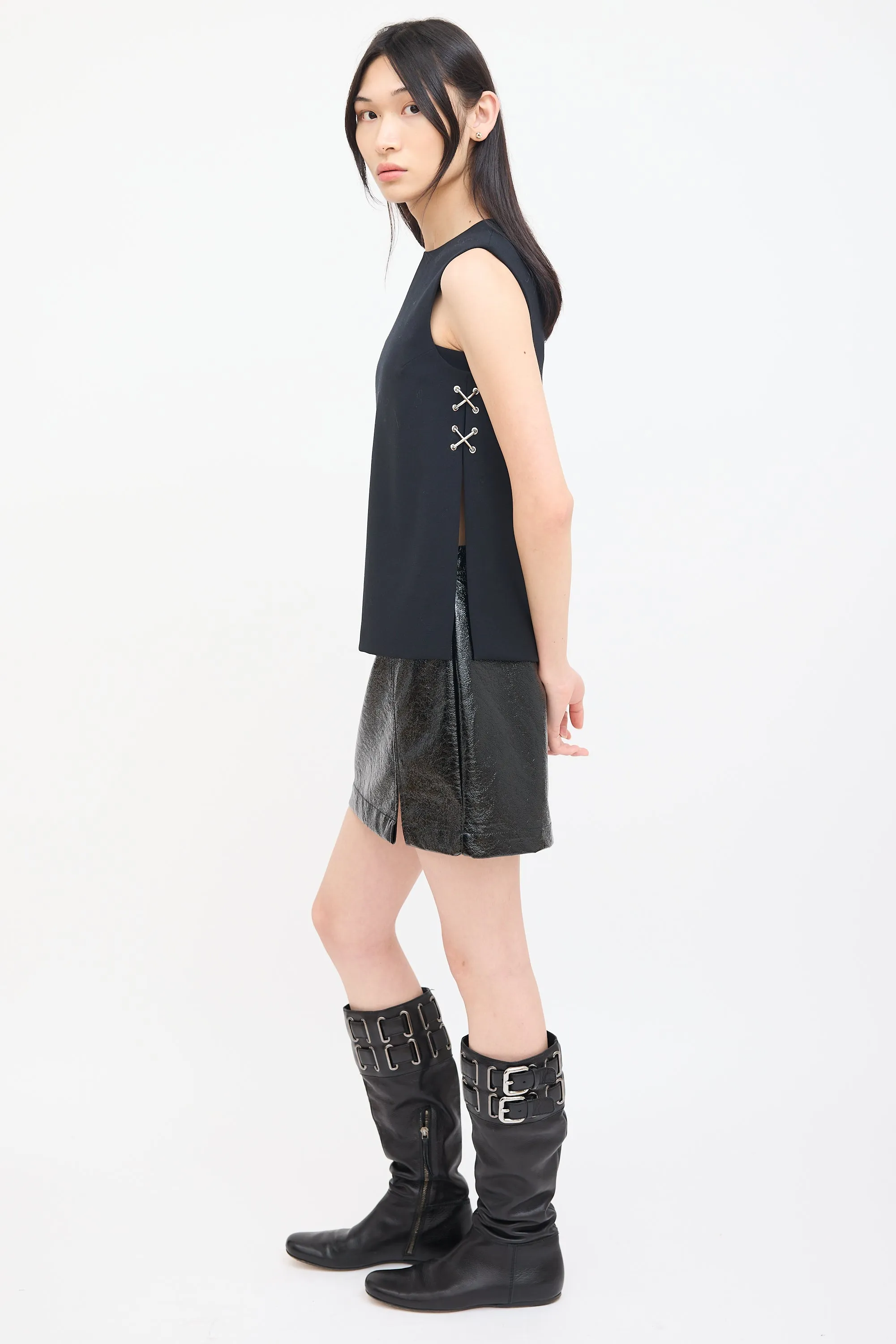 Black Embellished Sleeveless Top