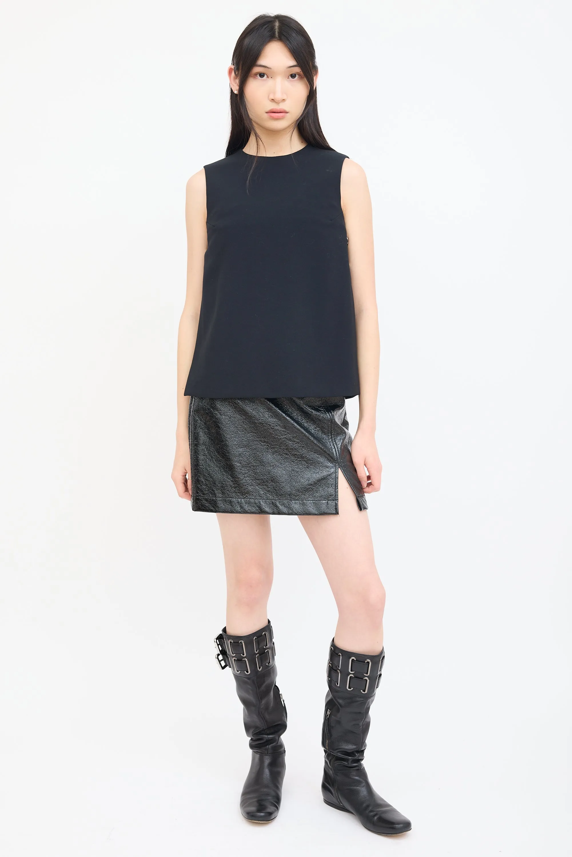 Black Embellished Sleeveless Top