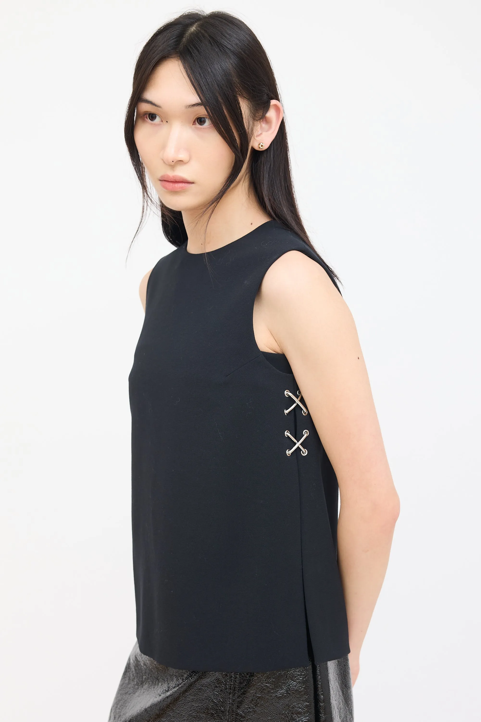 Black Embellished Sleeveless Top