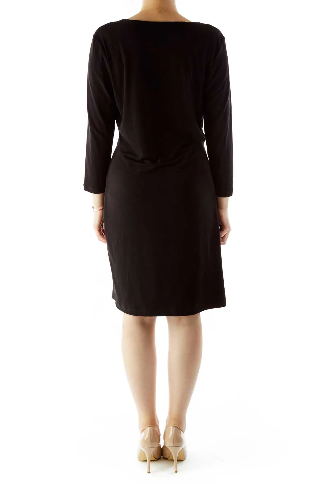 Black Wrap Dress with Side Zipper