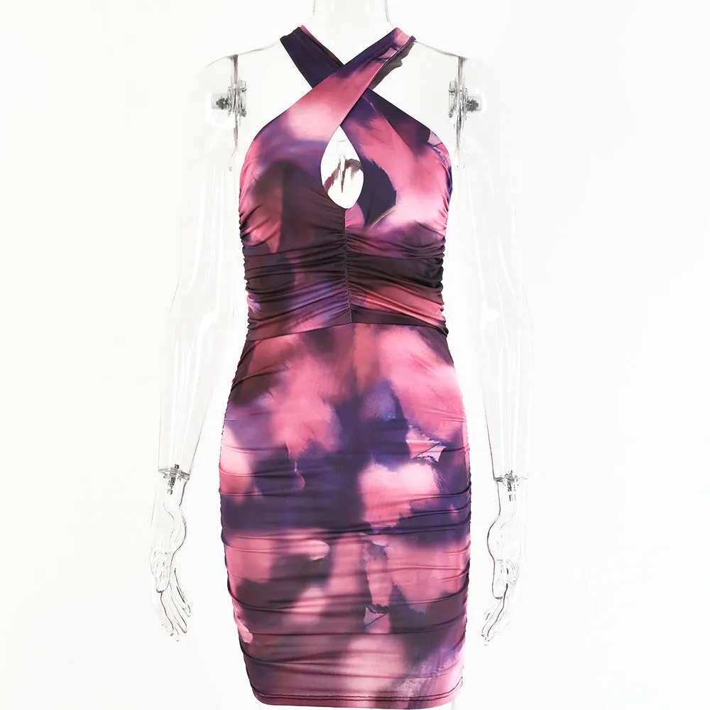 Blackless Chest Wrap Party Dress