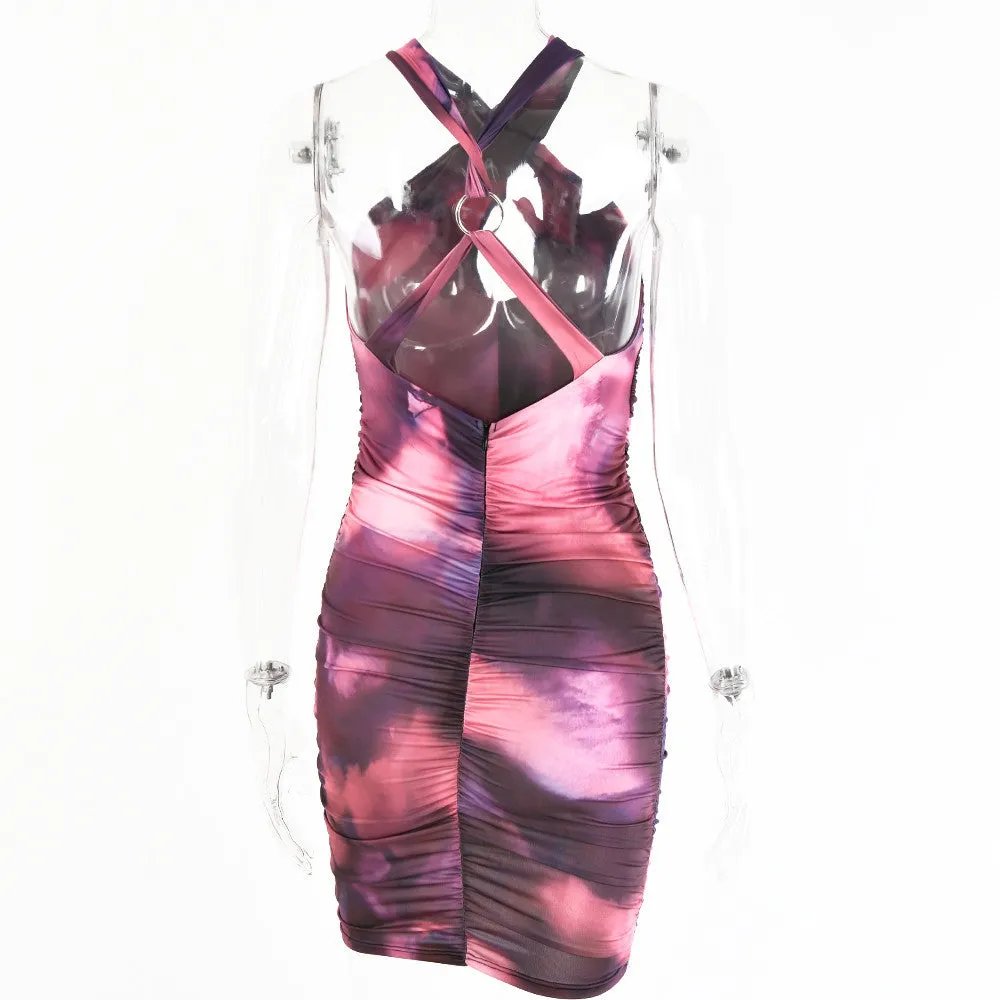 Blackless Chest Wrap Party Dress