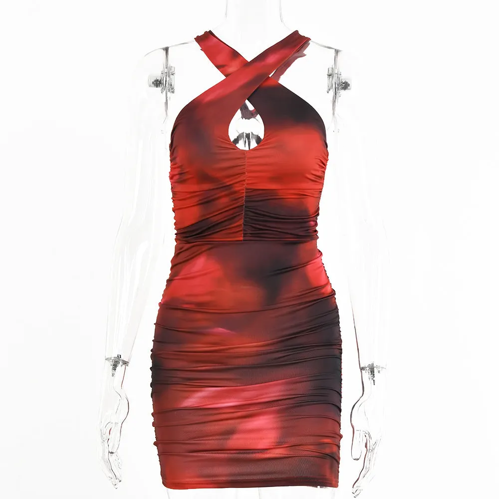 Blackless Chest Wrap Party Dress