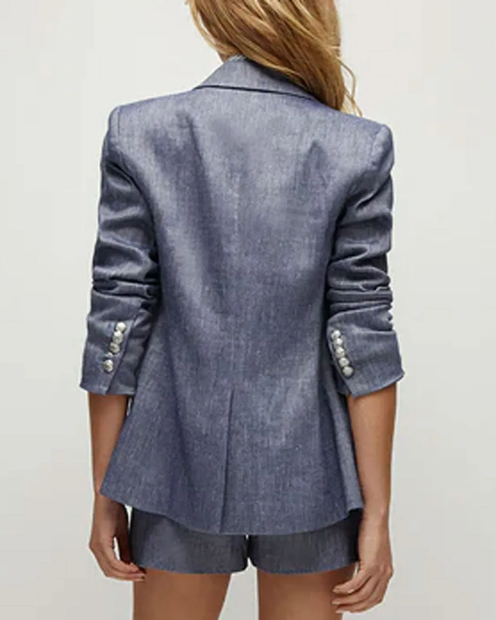Blue Melange Linen Miller Dickey Jacket