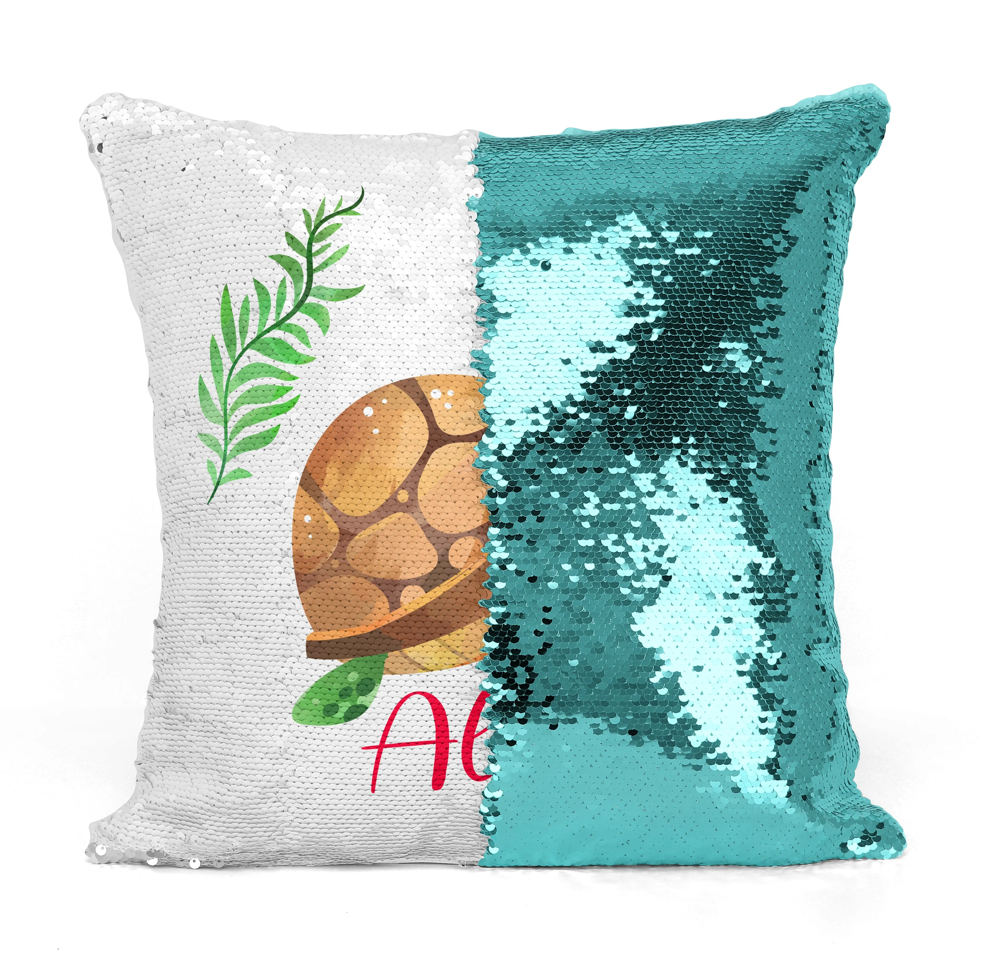 Custom Personalized TURTLE Sequin Mermaid Flip Pillow