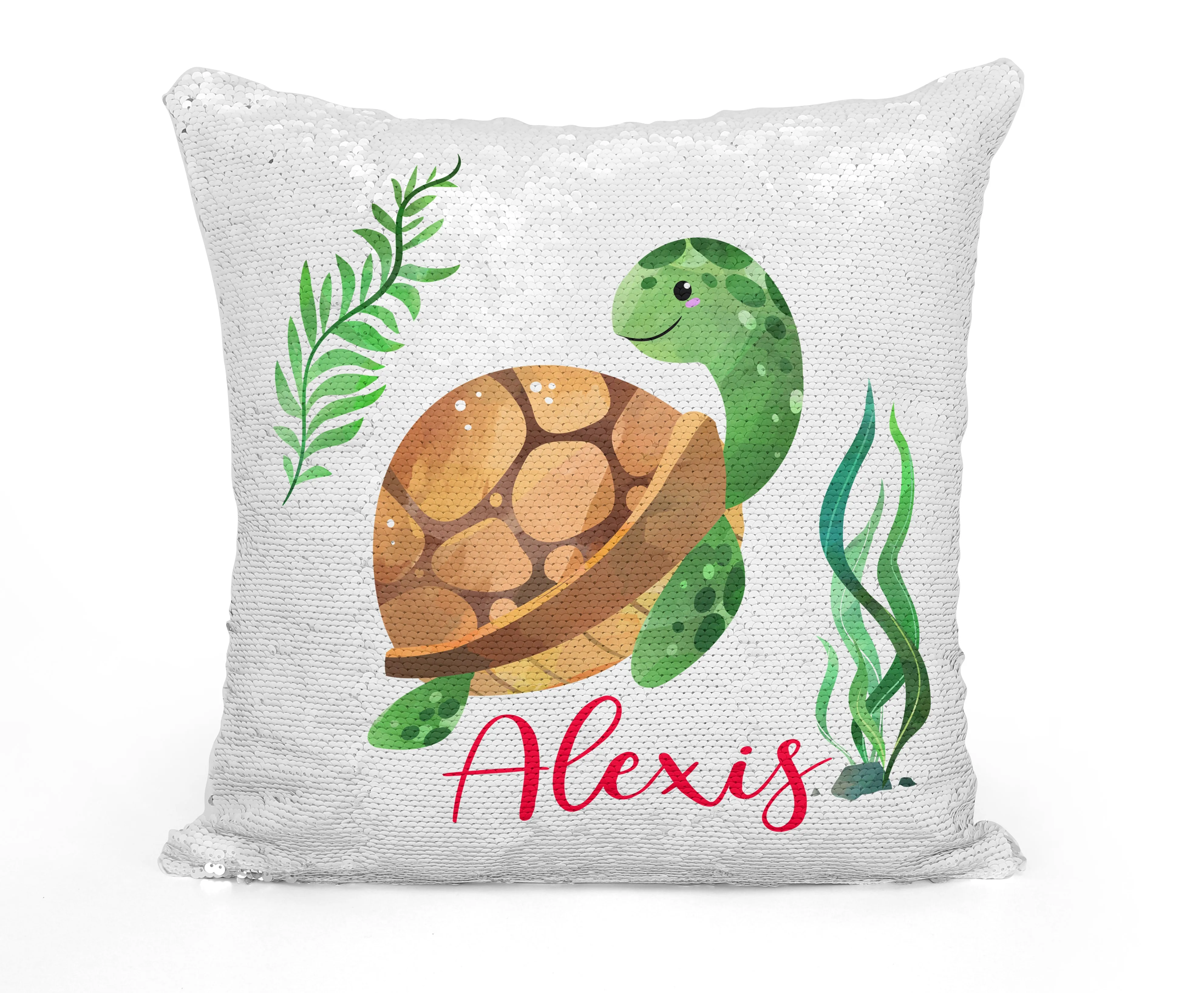 Custom Personalized TURTLE Sequin Mermaid Flip Pillow