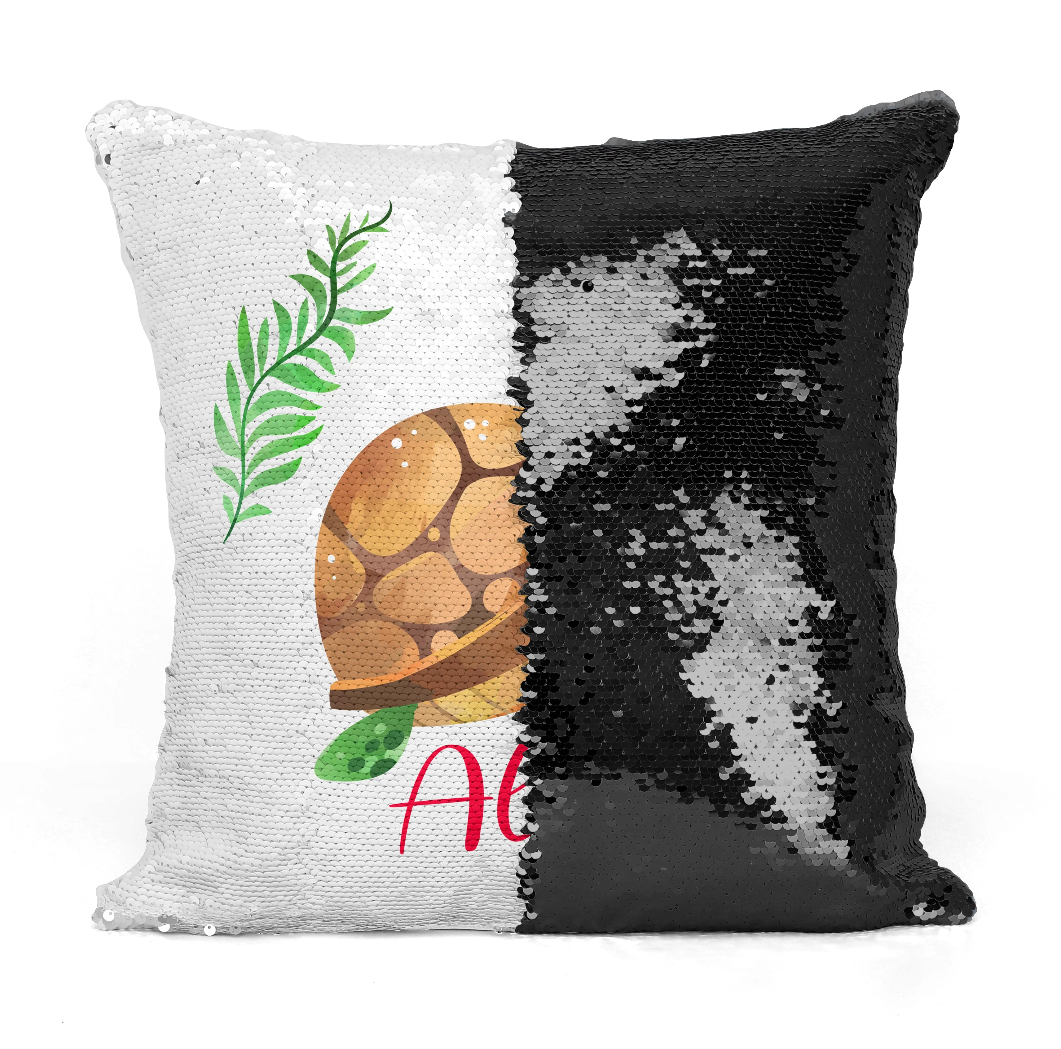 Custom Personalized TURTLE Sequin Mermaid Flip Pillow