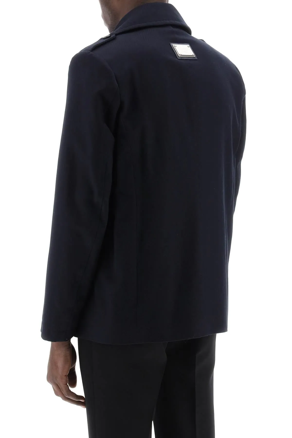 double-breasted cotton twill caban