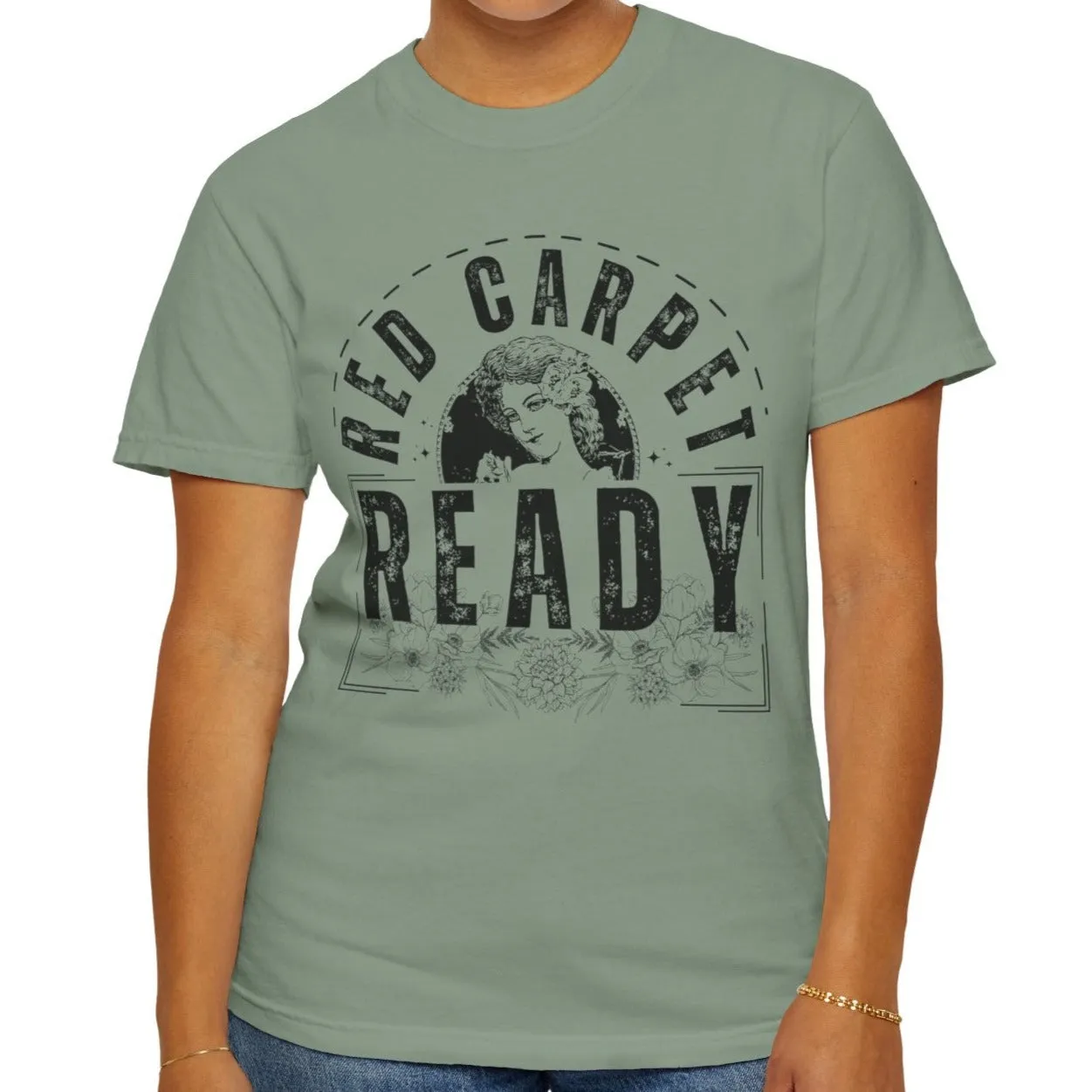 Eddy and Rita Women's Comfort Colors T-Shirt - "Red Carpet Ready" Graphic Tee for Glamorous Style