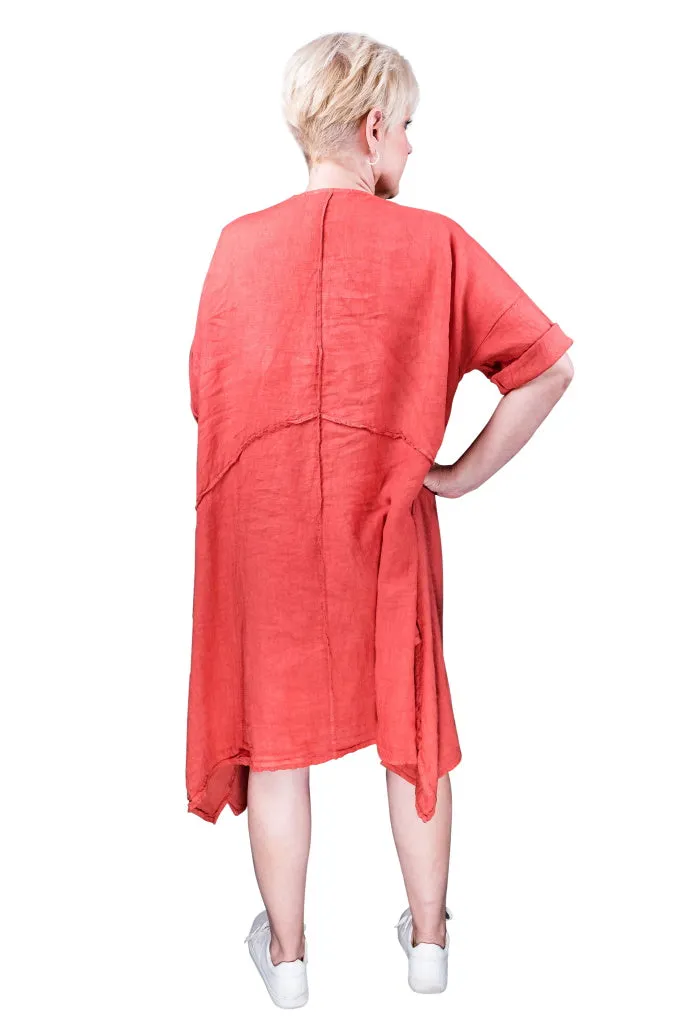 Elaine Raw Edge Linen Dress (DSS118)
