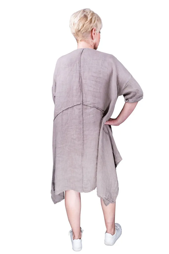 Elaine Raw Edge Linen Dress (DSS118)