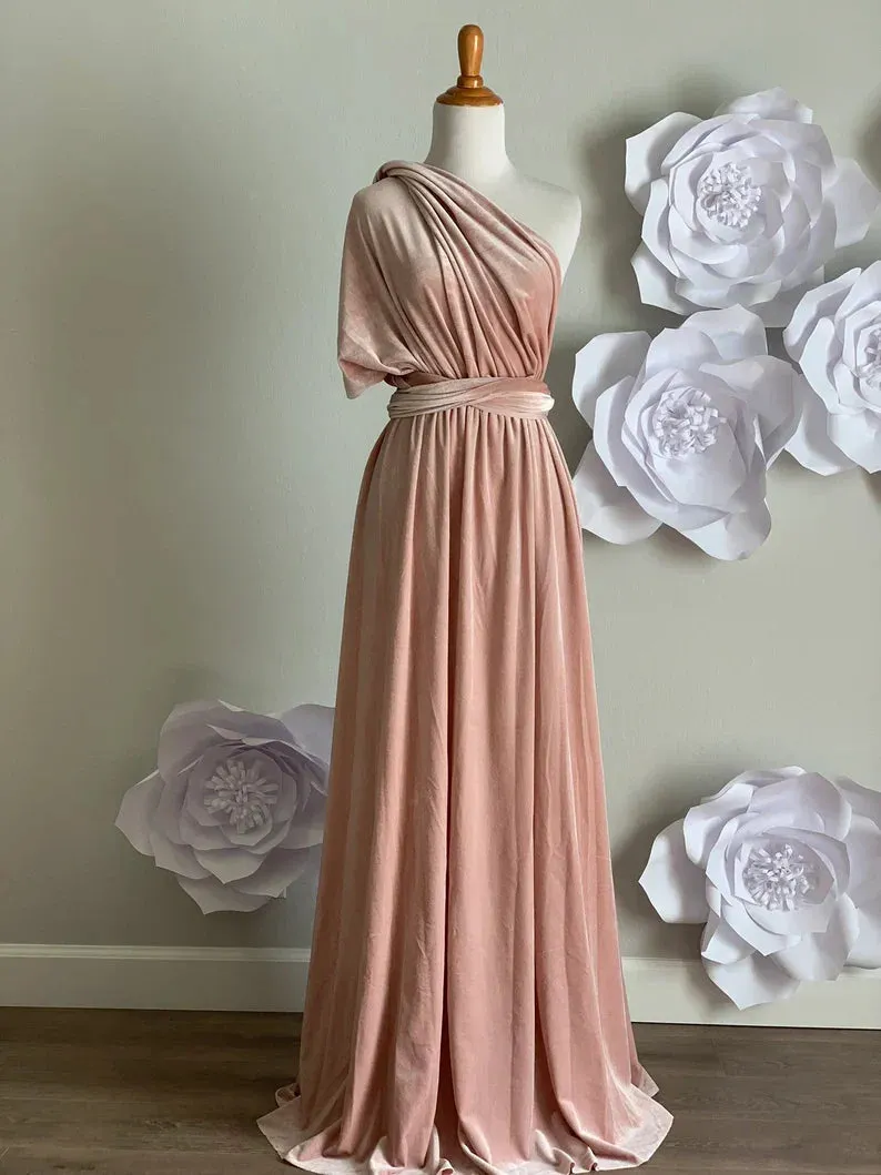 Elegant Velvet Dress Ruched Formal Dress for Wedding Guest Dresses