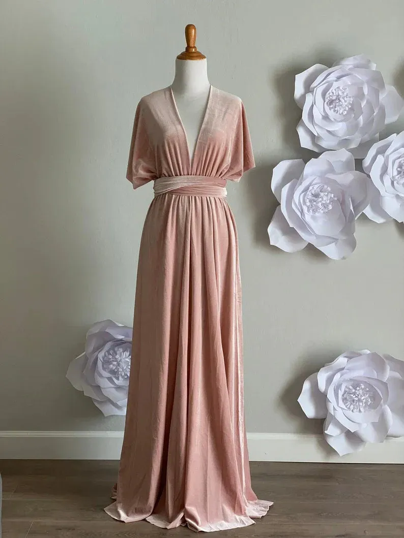 Elegant Velvet Dress Ruched Formal Dress for Wedding Guest Dresses