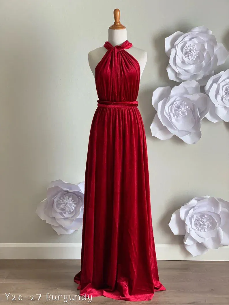 Elegant Velvet Dress Ruched Formal Dress for Wedding Guest Dresses
