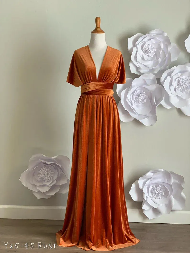 Elegant Velvet Dress Ruched Formal Dress for Wedding Guest Dresses