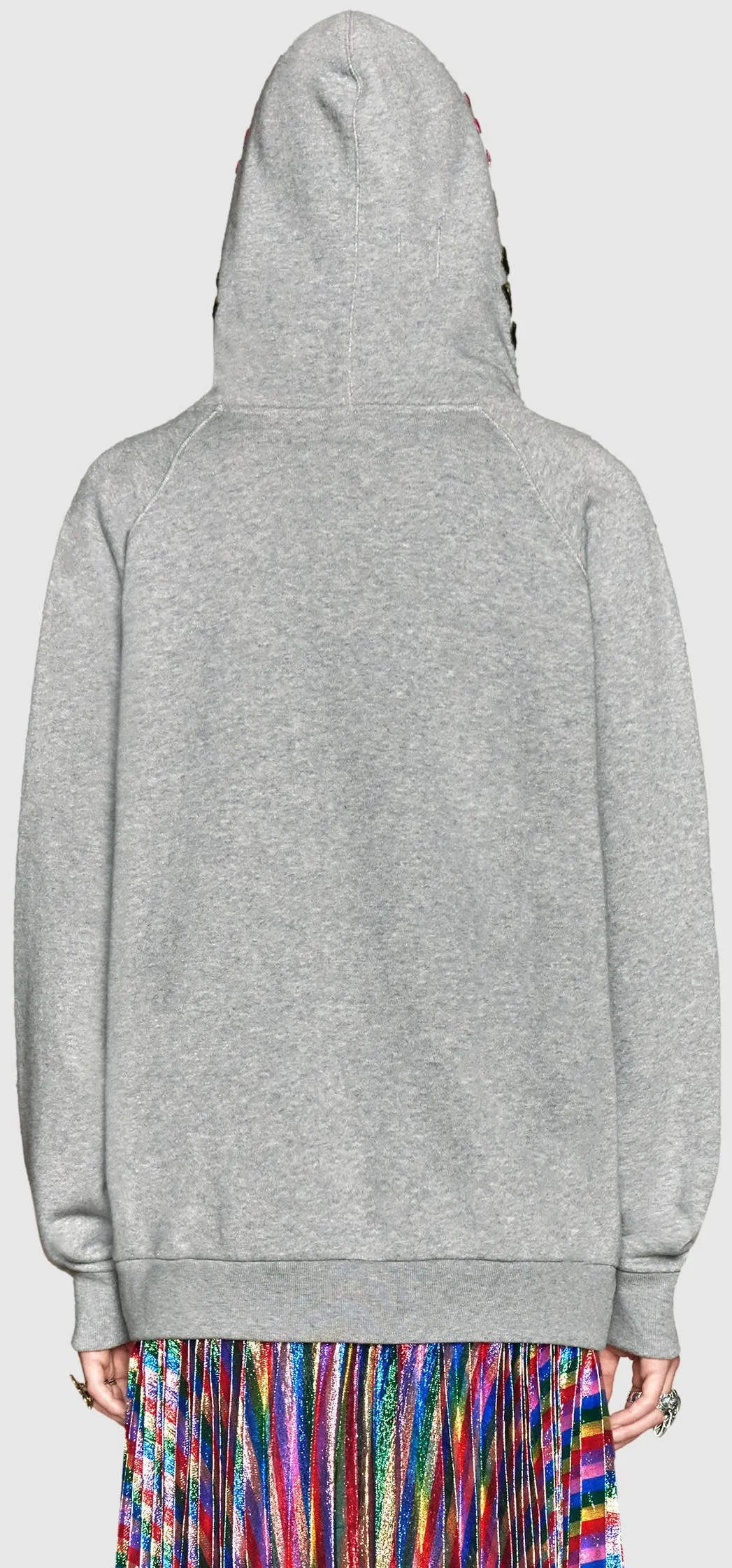 Embroidered Hooded Sweatshirt, Grey