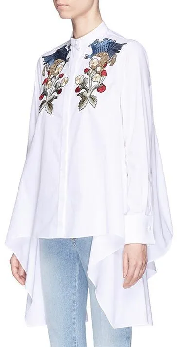 Falcon & Floral Embroidered Poplin Shirt