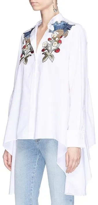 Falcon & Floral Embroidered Poplin Shirt