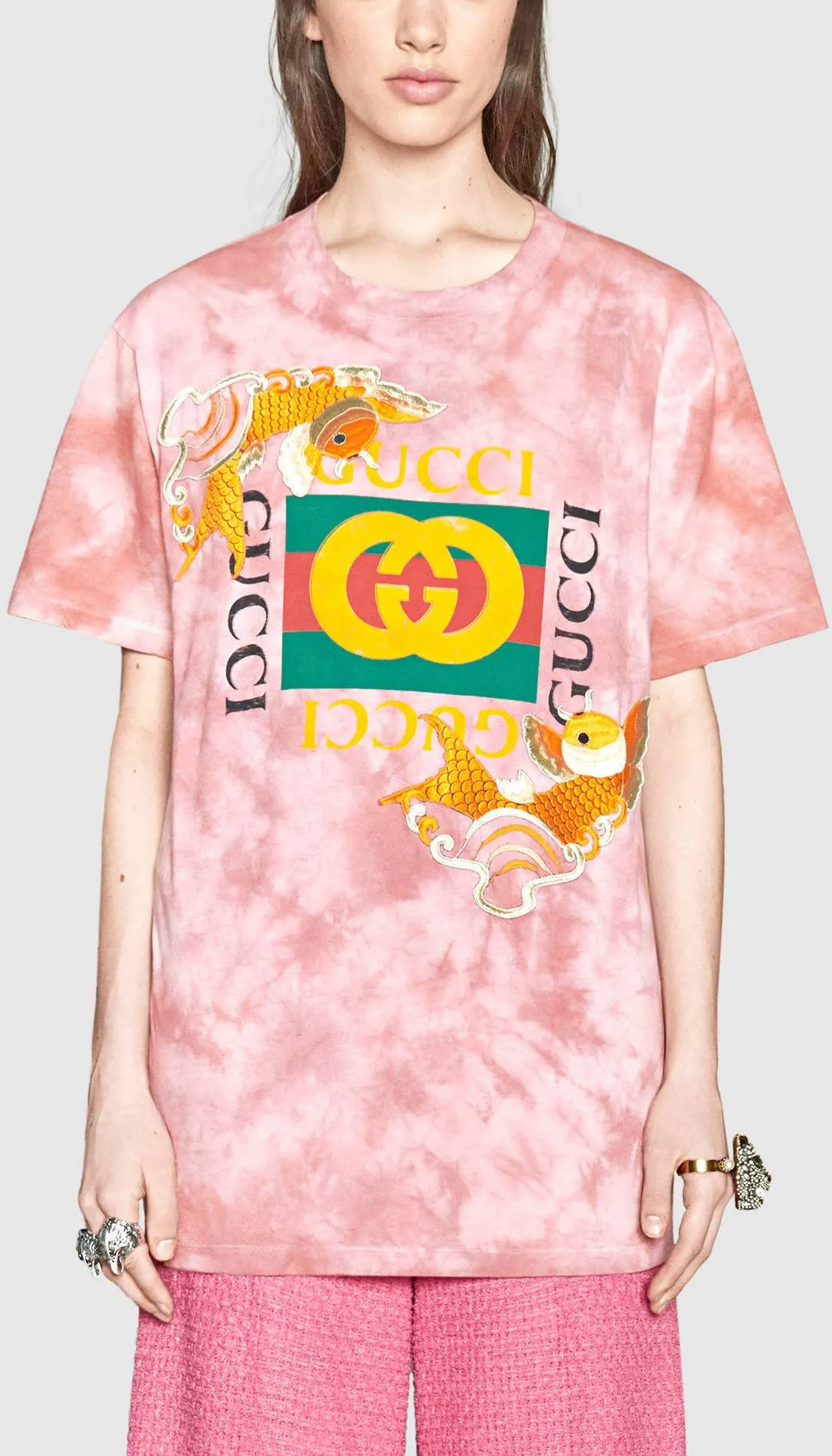 Fish Embroidered Cotton T-shirt
