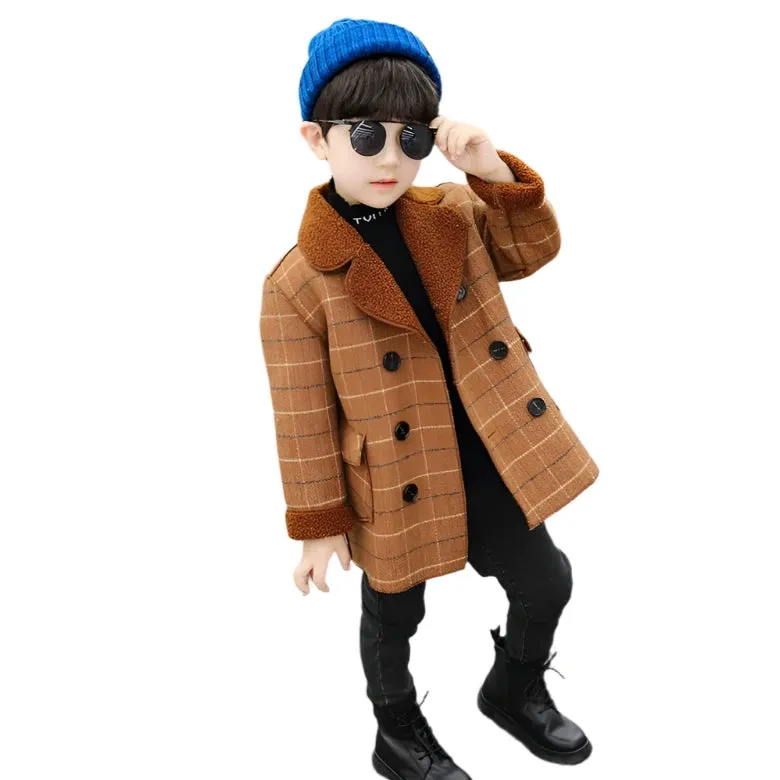 Fleece-Lined Plaid Coat