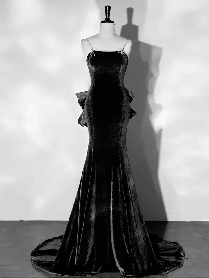 Formal Women's Dresses Blue Mermaid Velvet Long Prom Dresses Velvet Long Evening Dress Prom Dresses Stores