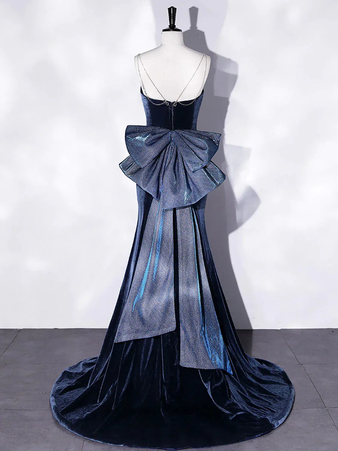 Formal Women's Dresses Blue Mermaid Velvet Long Prom Dresses Velvet Long Evening Dress Prom Dresses Stores