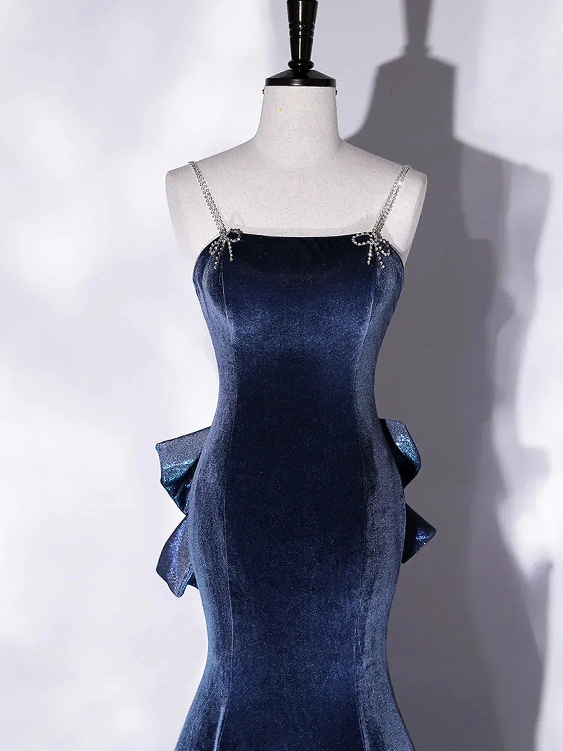 Formal Women's Dresses Blue Mermaid Velvet Long Prom Dresses Velvet Long Evening Dress Prom Dresses Stores