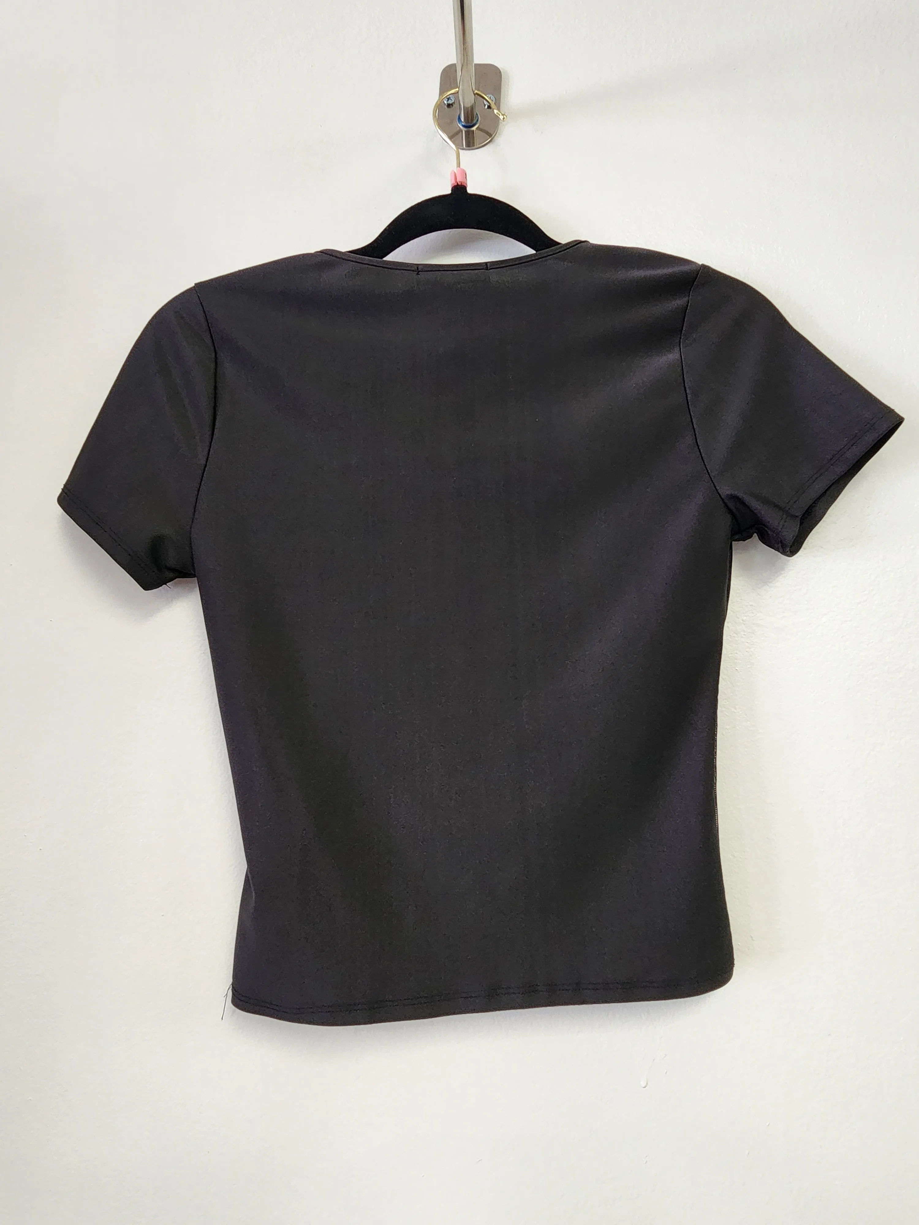Front Studs Embellished Contrast Mesh Top