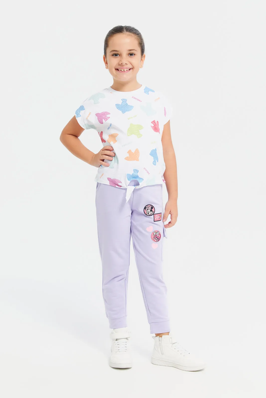 Girls White Bird Embellished T-Shirt
