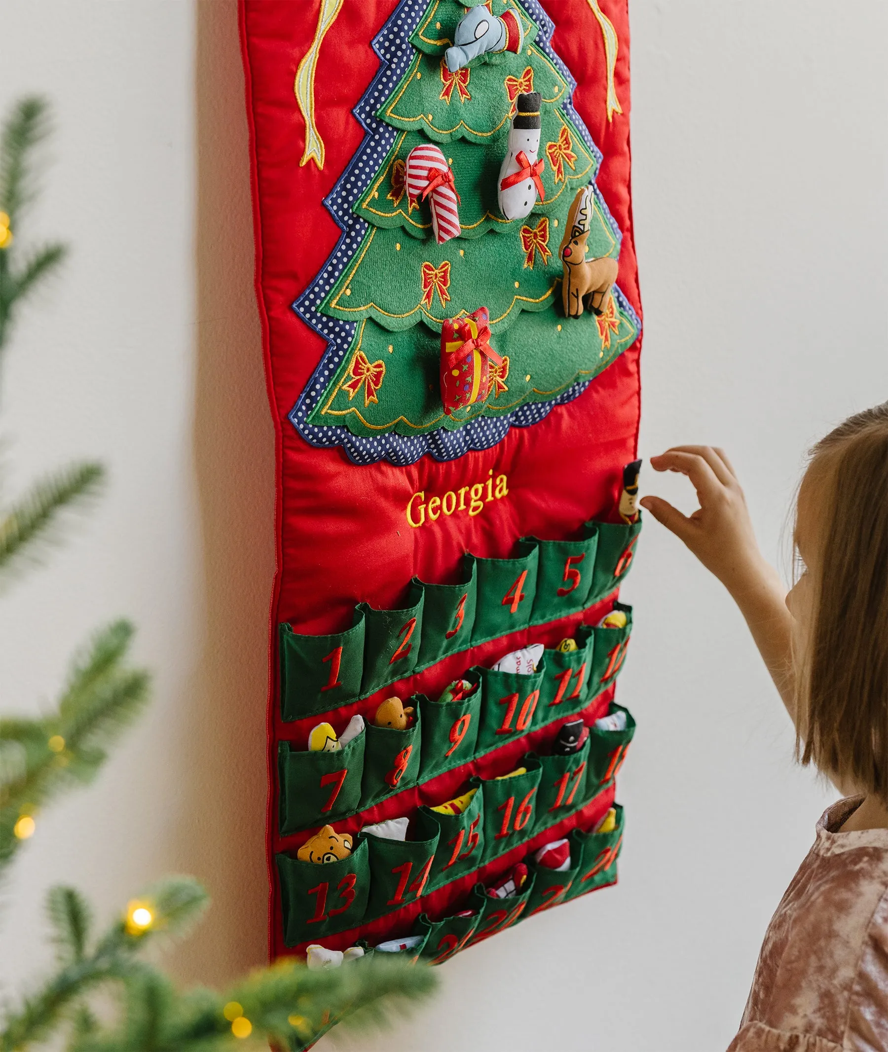 Green Christmas Tree Advent Calendar With "Family Name"