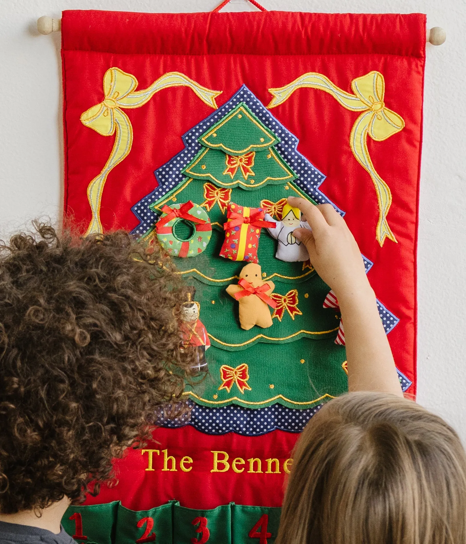 Green Christmas Tree Advent Calendar With "Family Name"