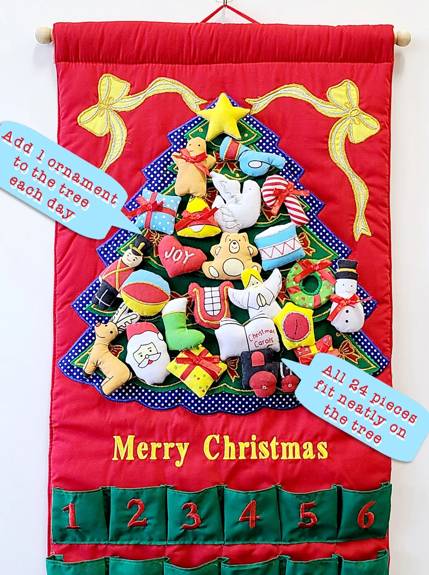 Green Christmas Tree Advent Calendar With "Family Name"