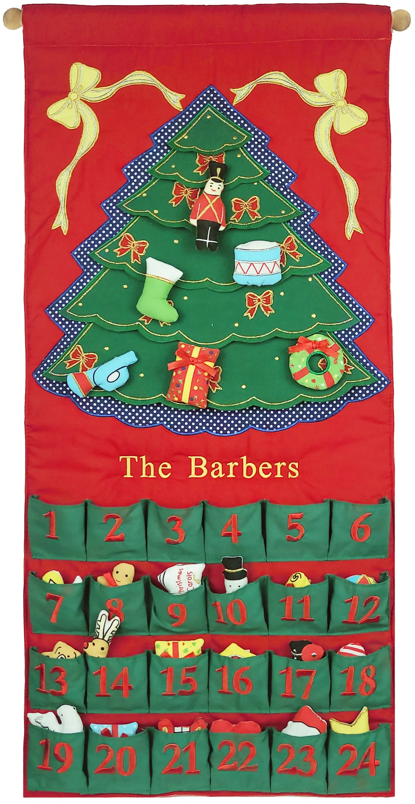 Green Christmas Tree Advent Calendar With "Family Name"