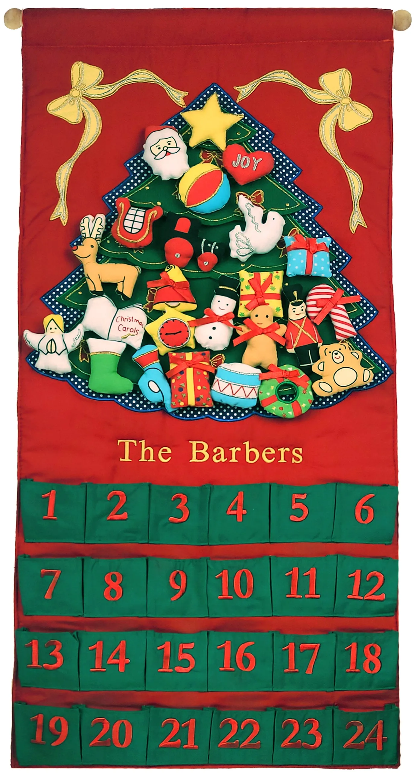 Green Christmas Tree Advent Calendar With "Family Name"