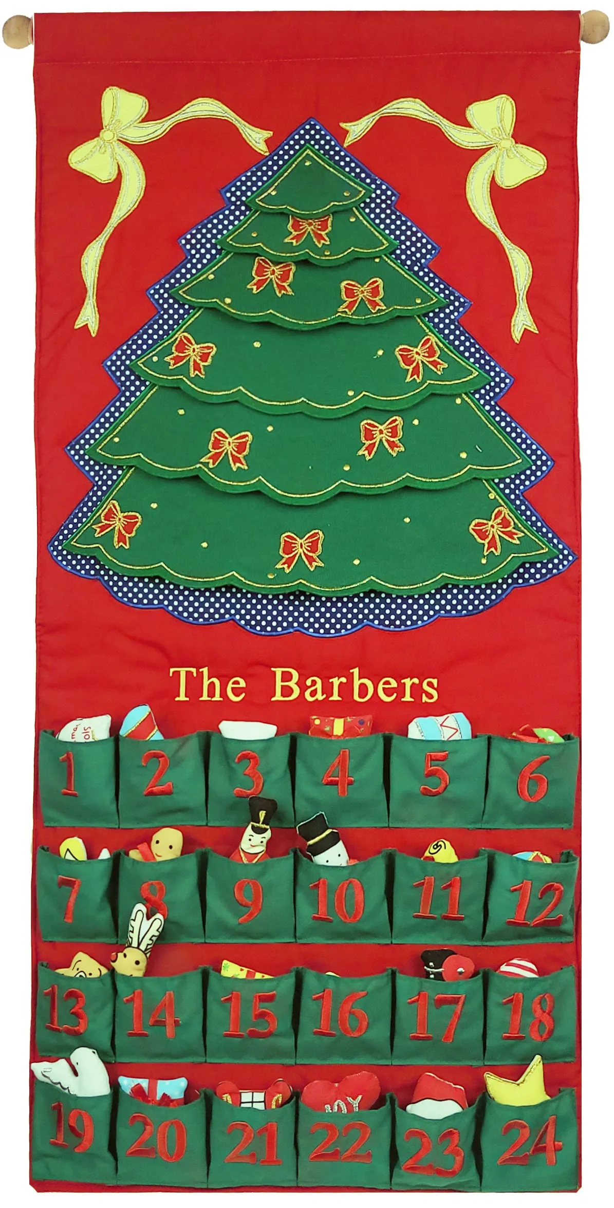 Green Christmas Tree Advent Calendar With "Family Name"