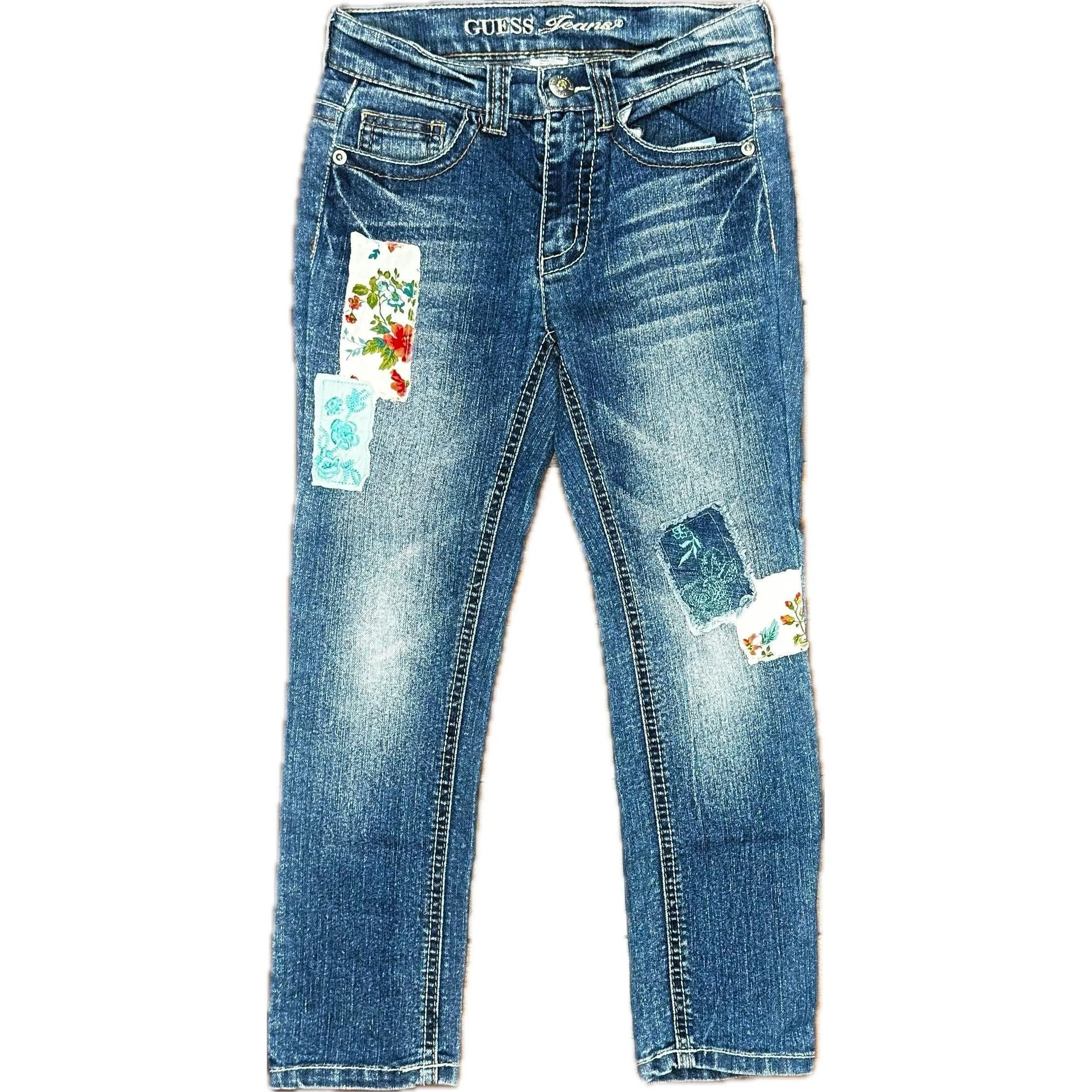 Guess Patchwork Straight Leg Girls Jeans - Size 6X