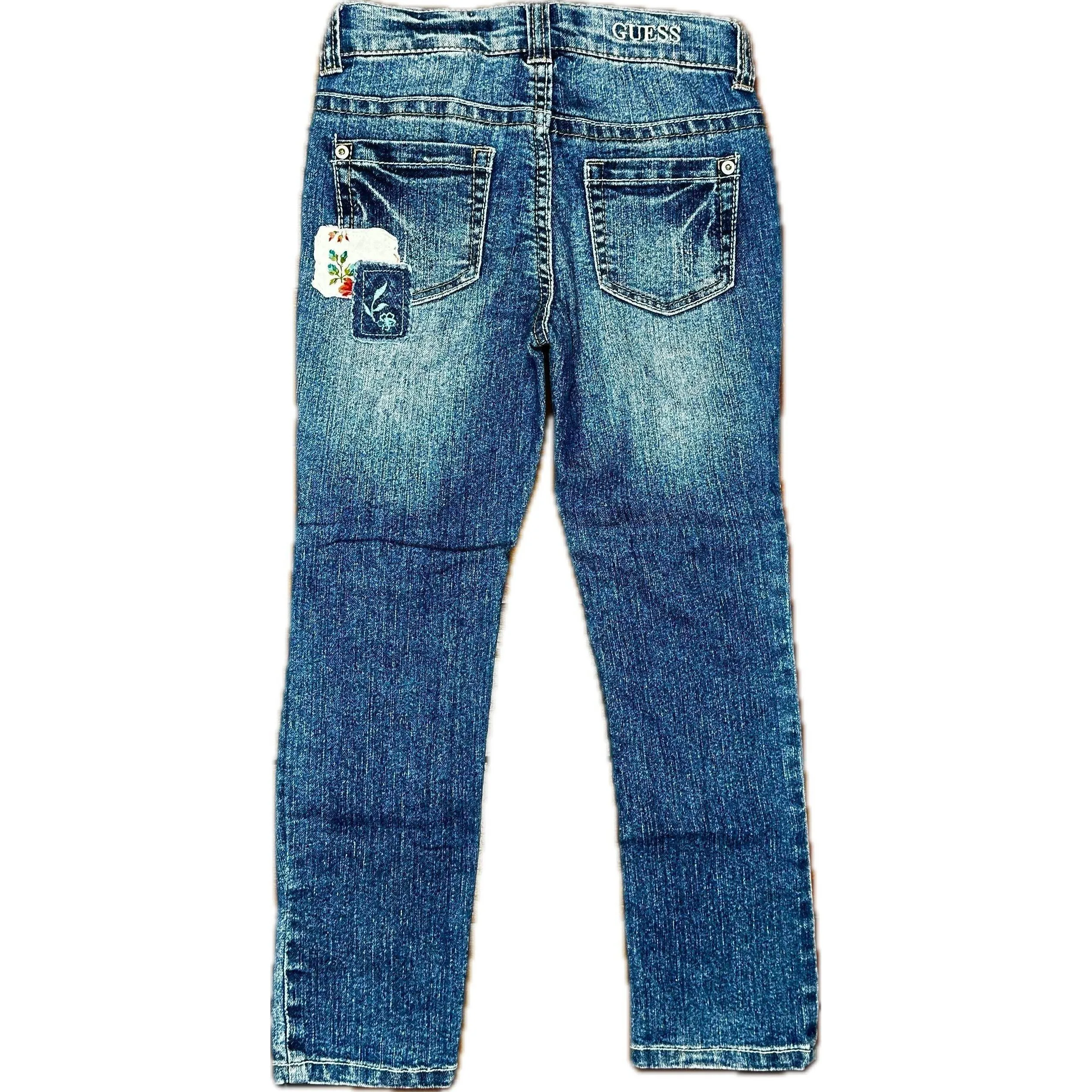 Guess Patchwork Straight Leg Girls Jeans - Size 6X