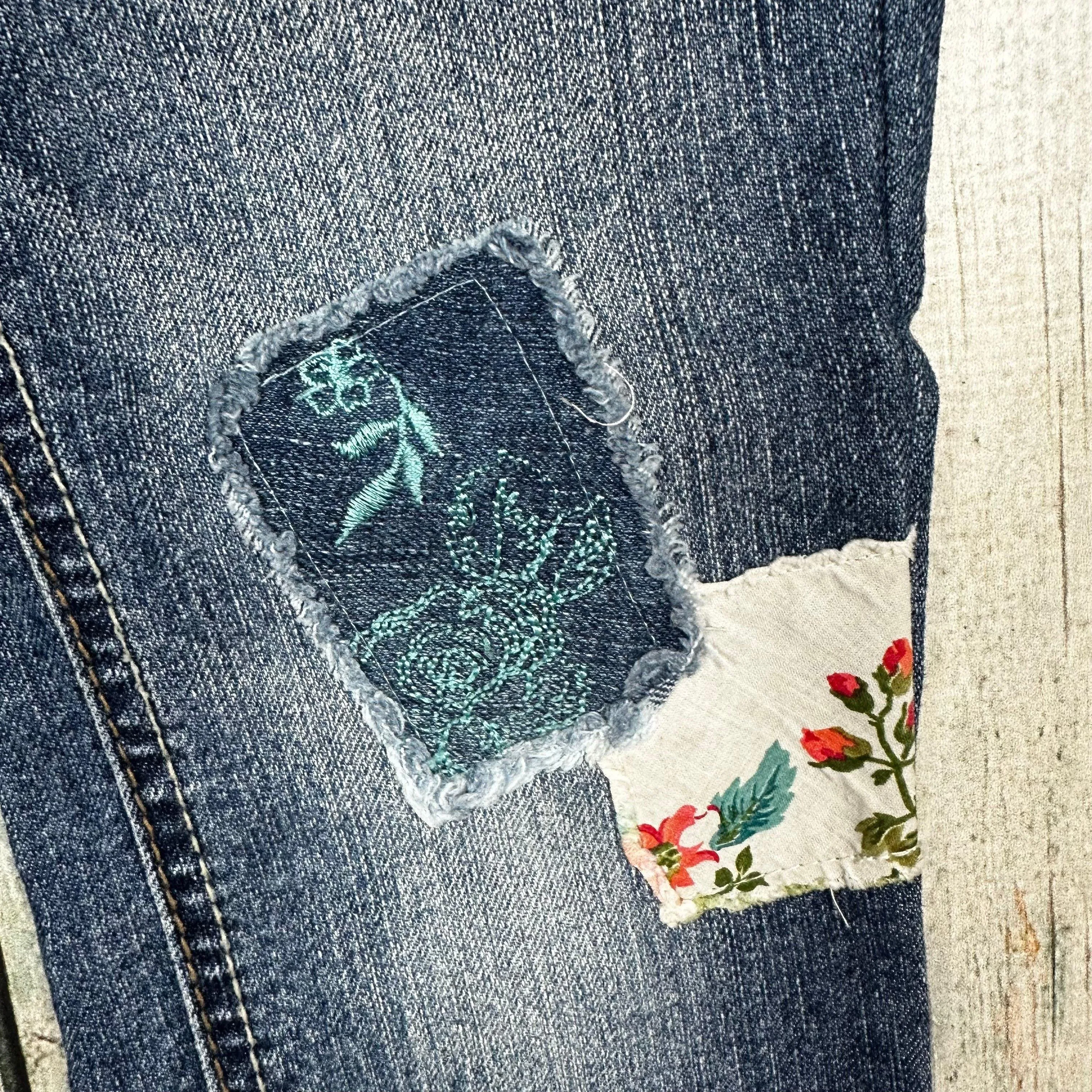 Guess Patchwork Straight Leg Girls Jeans - Size 6X