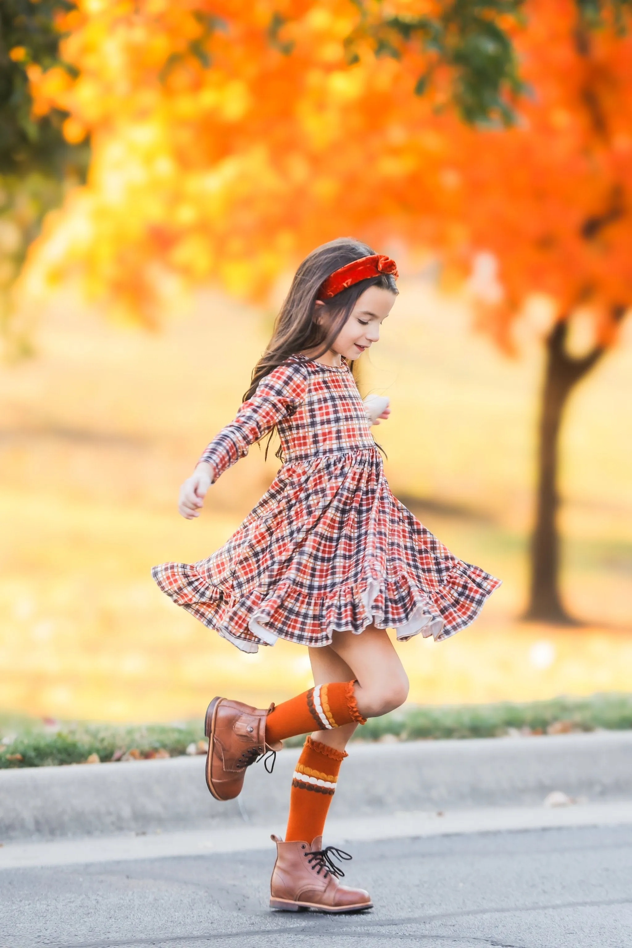 Harvest Plaid Velvet Charm Dress