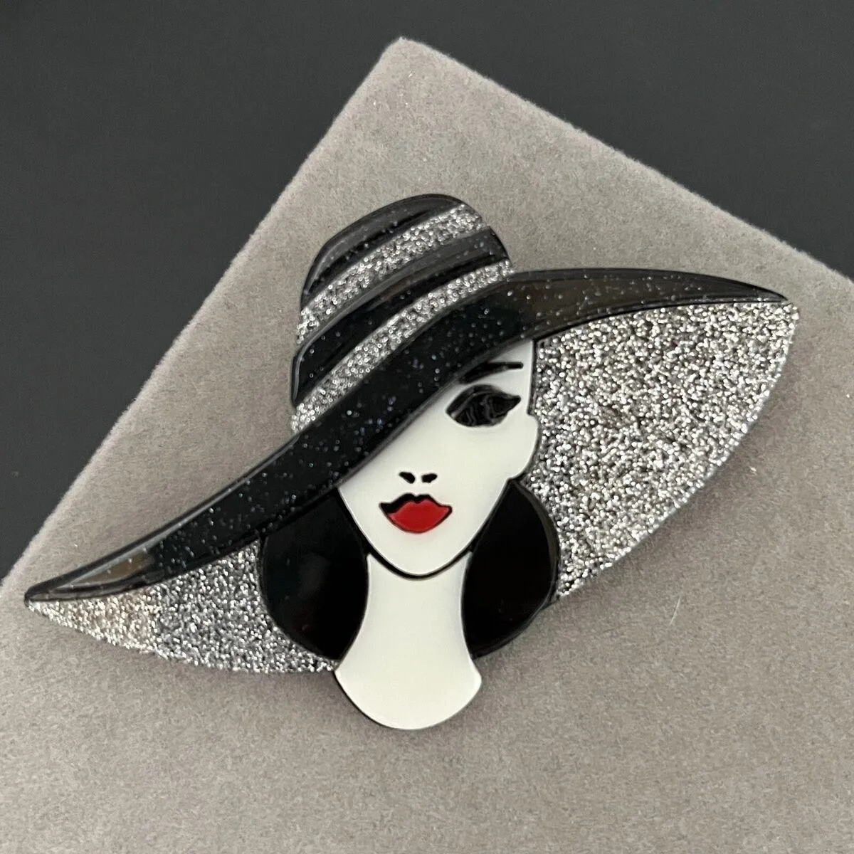 Hat Lady Handmade Acrylic Brooch