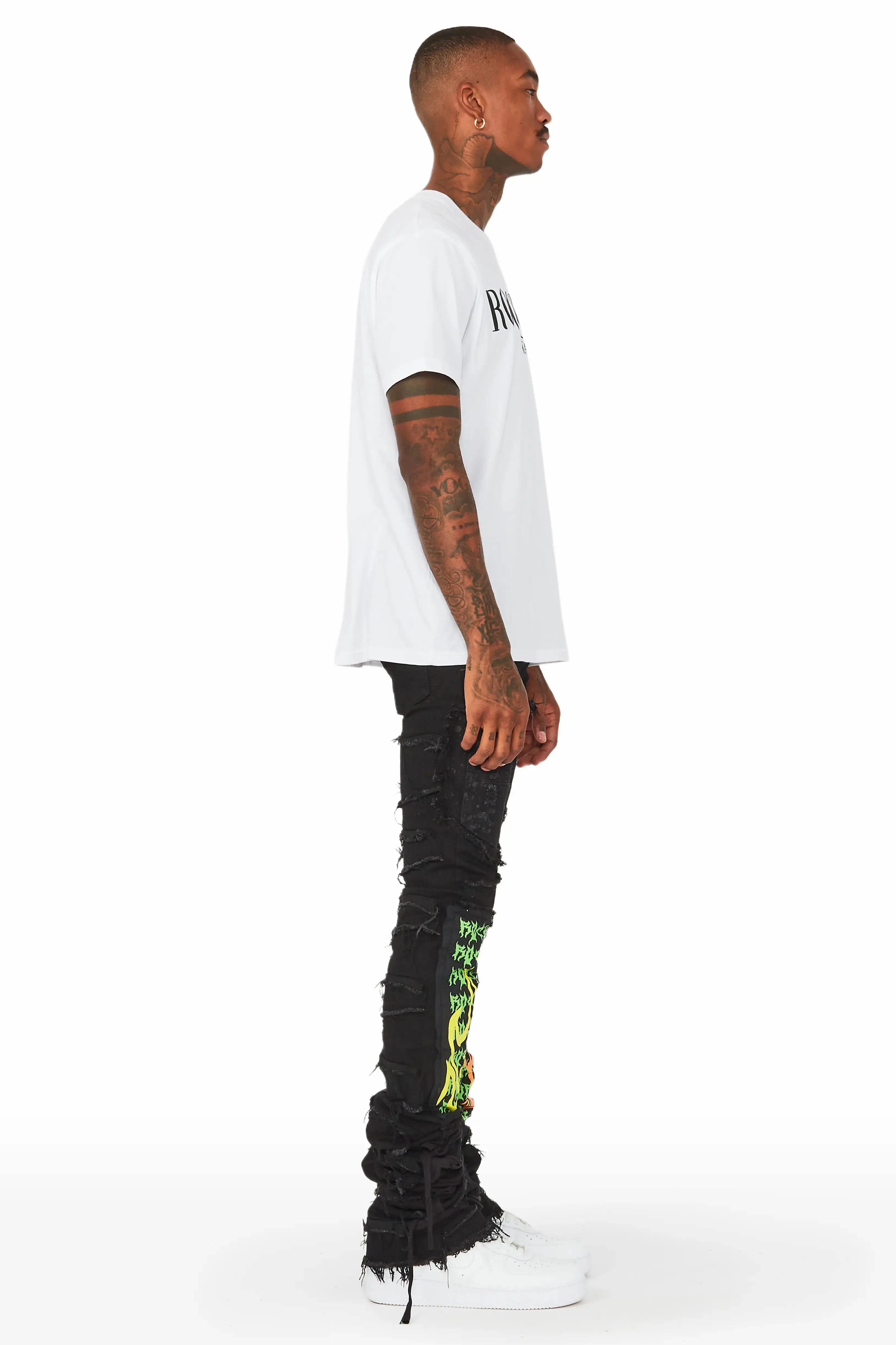 Kayce Black Super Stacked Flare Jean