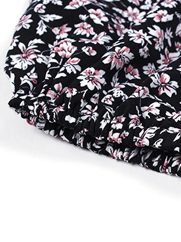 Long-Sleeve Floral Wrap Midi Dress