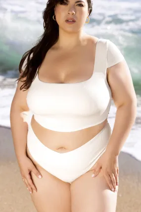Low Tide Super Cheeky Bikini Bottom - Cream Rib