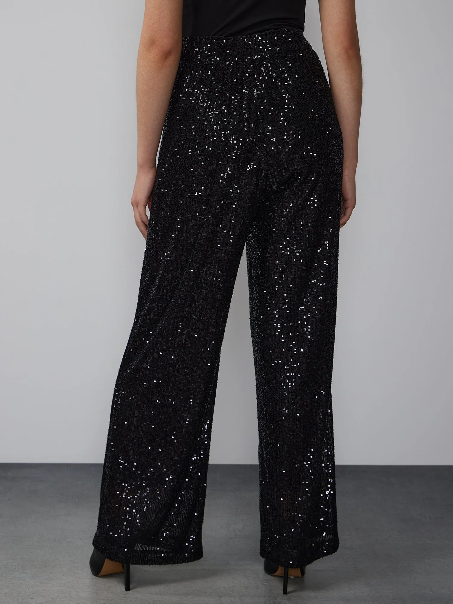 Mid Rise Sequin Embellished Pant