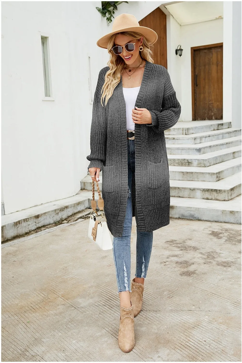 NicholesGifts Women Gradient Open Front Cardigan